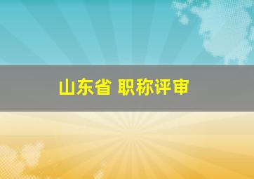 山东省 职称评审